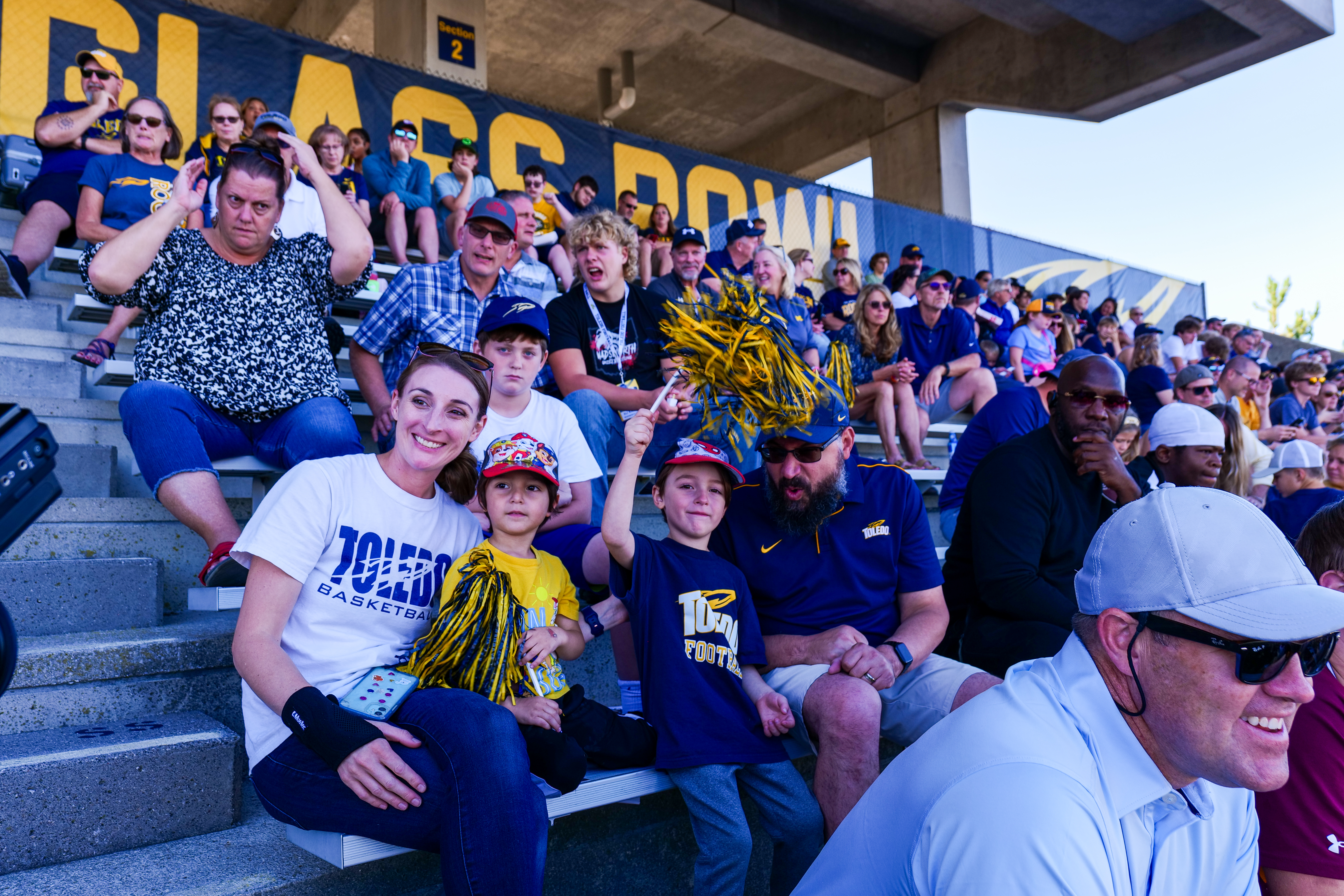 A photo of fans enjoying a game in the Glass Bowl