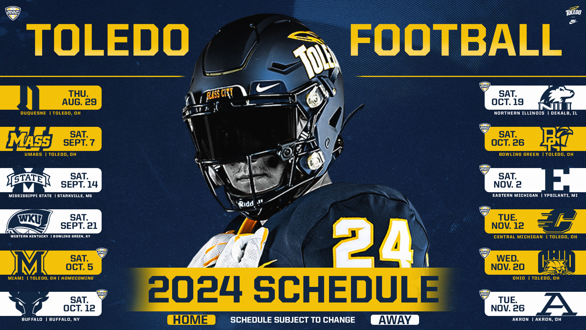 Toledo Football 2024 Schedule. Click for more information.